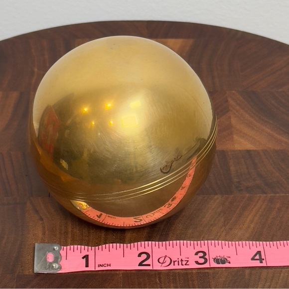 Vintage Decorative Brass Sphere Orb Ball 3.34” Diameter, 10 1/2” Circumference - Picture 7 of 7